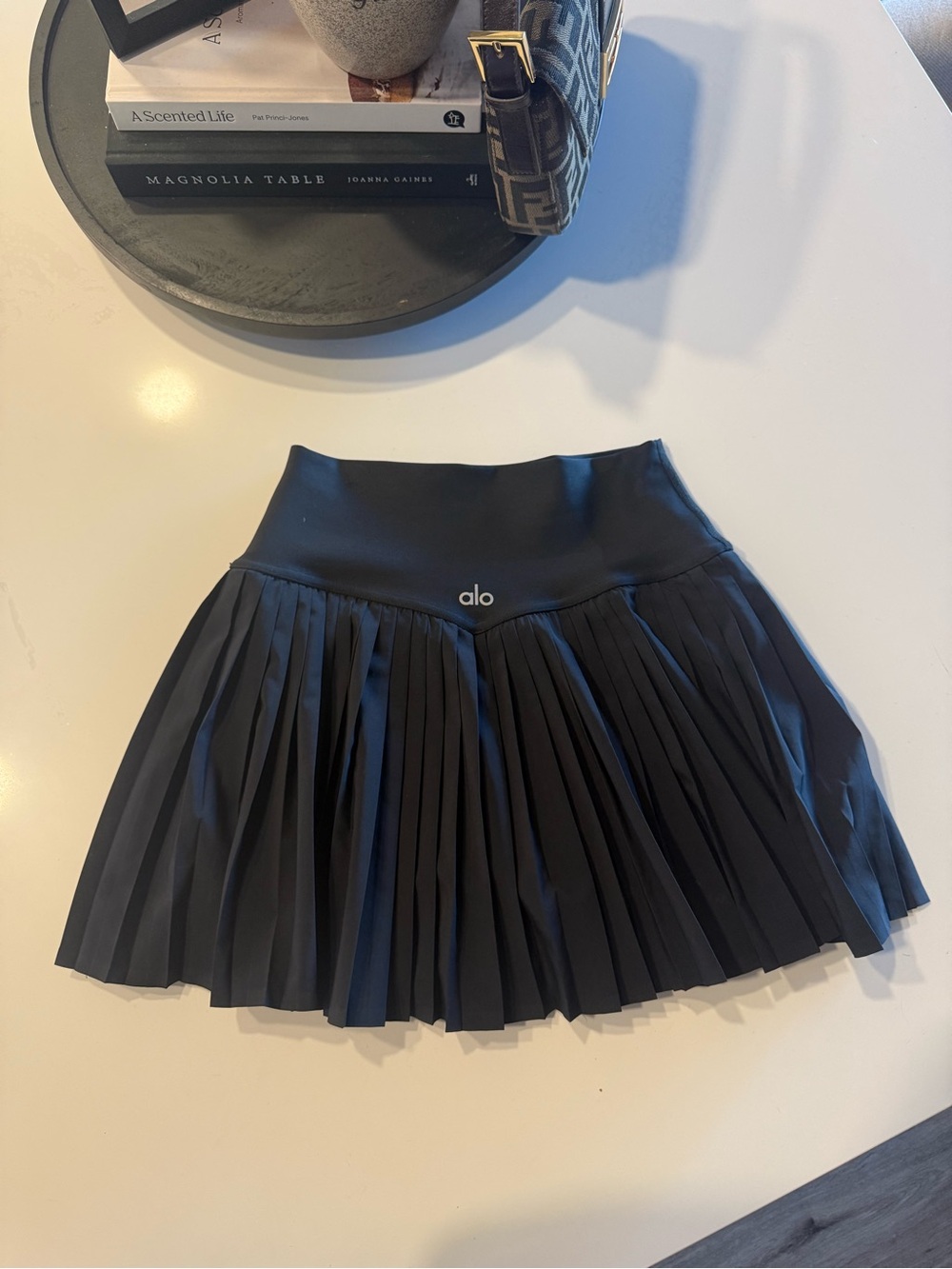 ALO Yoga Black Pleated Tennis Skirt